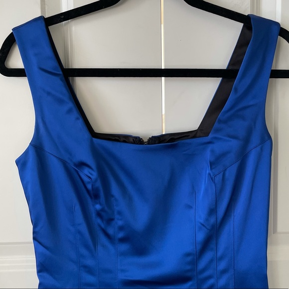 Jay Godfrey Royal Blue Satin Sleeveless Form Fitting Mini Dress Size 6 - Picture 3 of 8